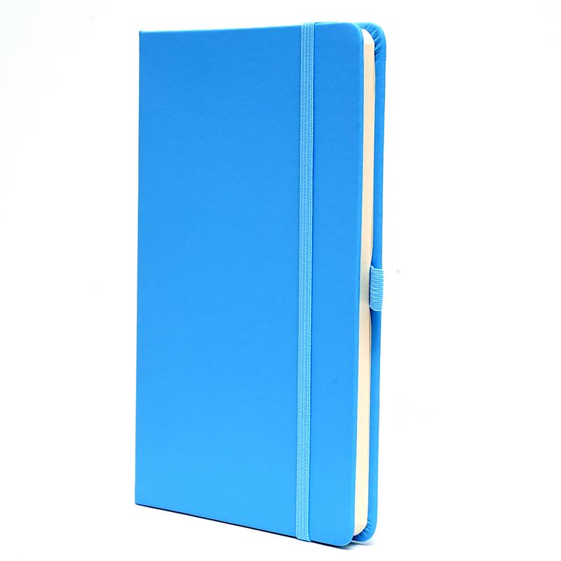 Sky Blue - Pu Leather Note Book With Elastic Band & Pen Holder